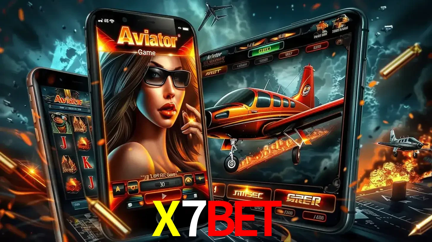 O popular jogo de apostas Aviator exibido em vários celulares e tablets, mostrando a interface emocionante e a ação de voo disponíveis para jogar agora no X7BET.