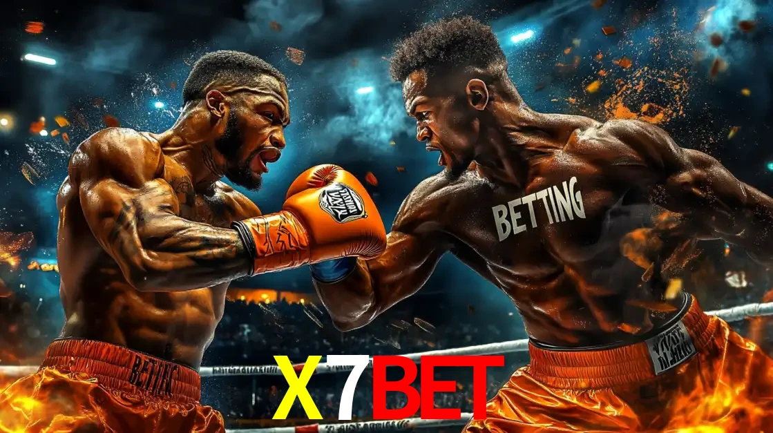Dois boxeadores em uma luta intensa e explosiva, representando a adrenalina e as oportunidades de apostas em esportes de combate disponíveis na plataforma X7BET.