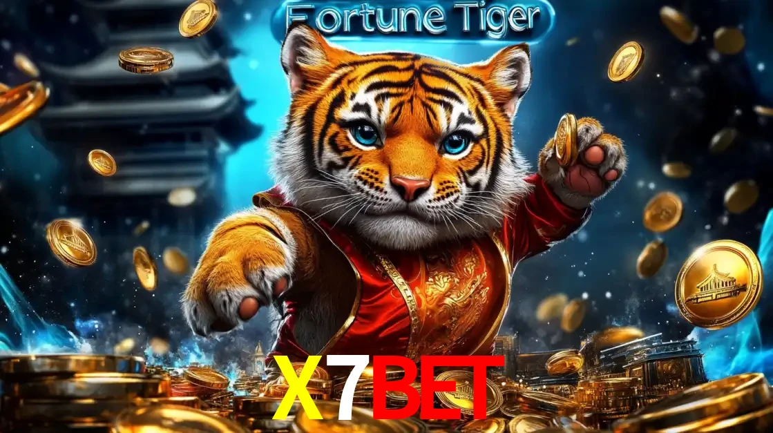 Imagem promocional do jogo de slot Fortune Tiger, com um tigre majestoso em traje tradicional cercado por uma fortuna em moedas de ouro, disponível agora no cassino X7BET.
