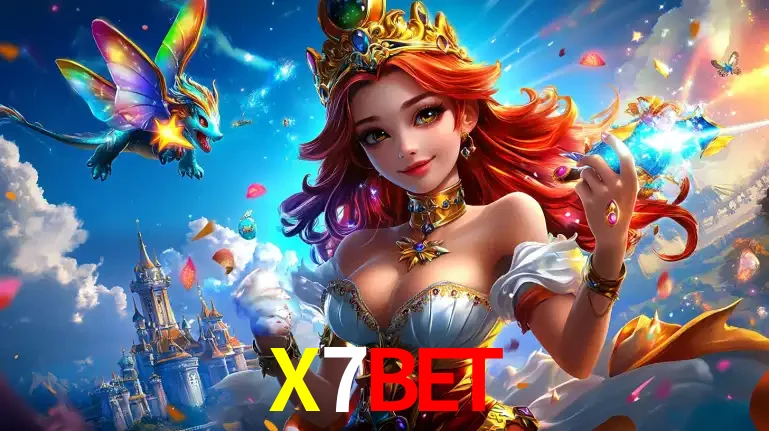 A princesa de um reino de fantasia mágico, com seu pequeno dragão, apresentando um mundo de prêmios encantados nos jogos de caça-níqueis do cassino X7BET.